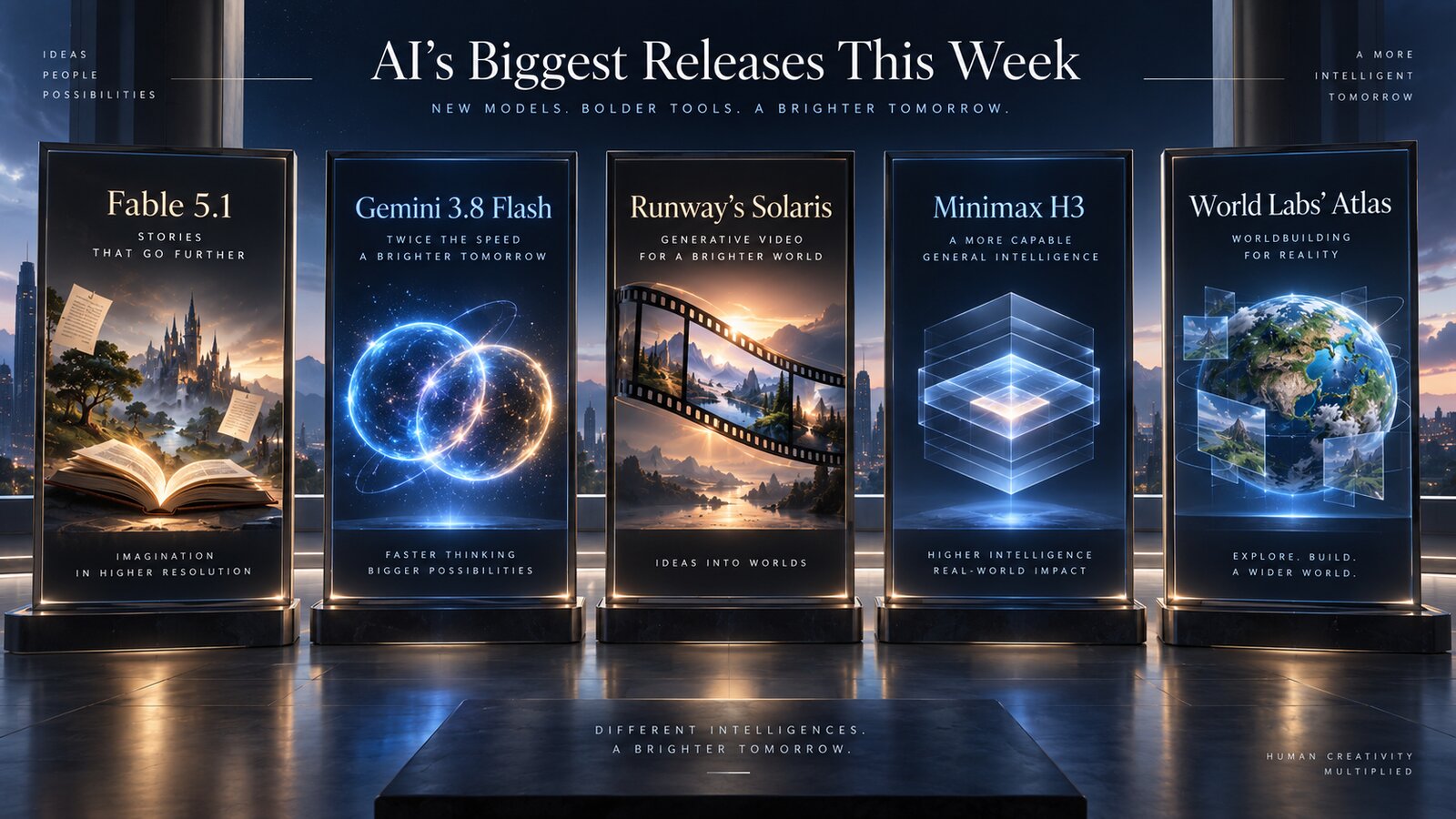 This week’s releases: Claude Fable 5.1, Gemini 3.8 Flash, Runway Solaris, MiniMax H3, and World Labs Atlas